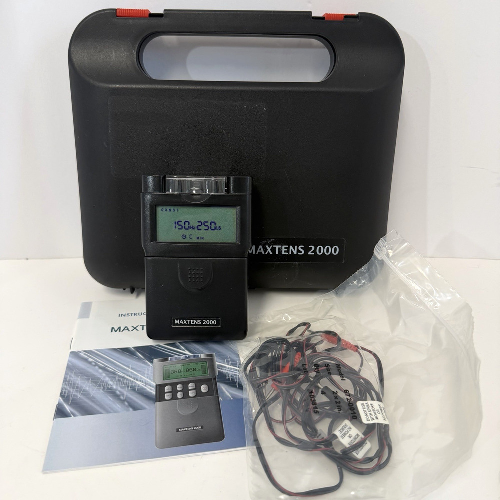 Maxtens 2000 Analog TENS Unit Electrical Nerves Case Wires Instructions